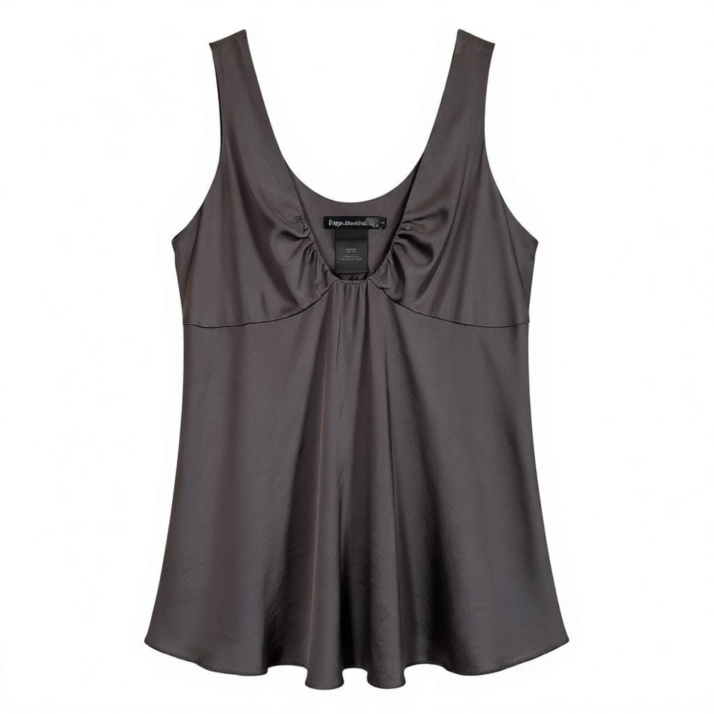 Paige Dark Gray Silk Tank Top Size Large Y2K